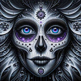 Los Muertos, black and white and purple — Diamond Painting Kit design