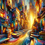 Crooked abstract city — Diamond Painting Kit design
