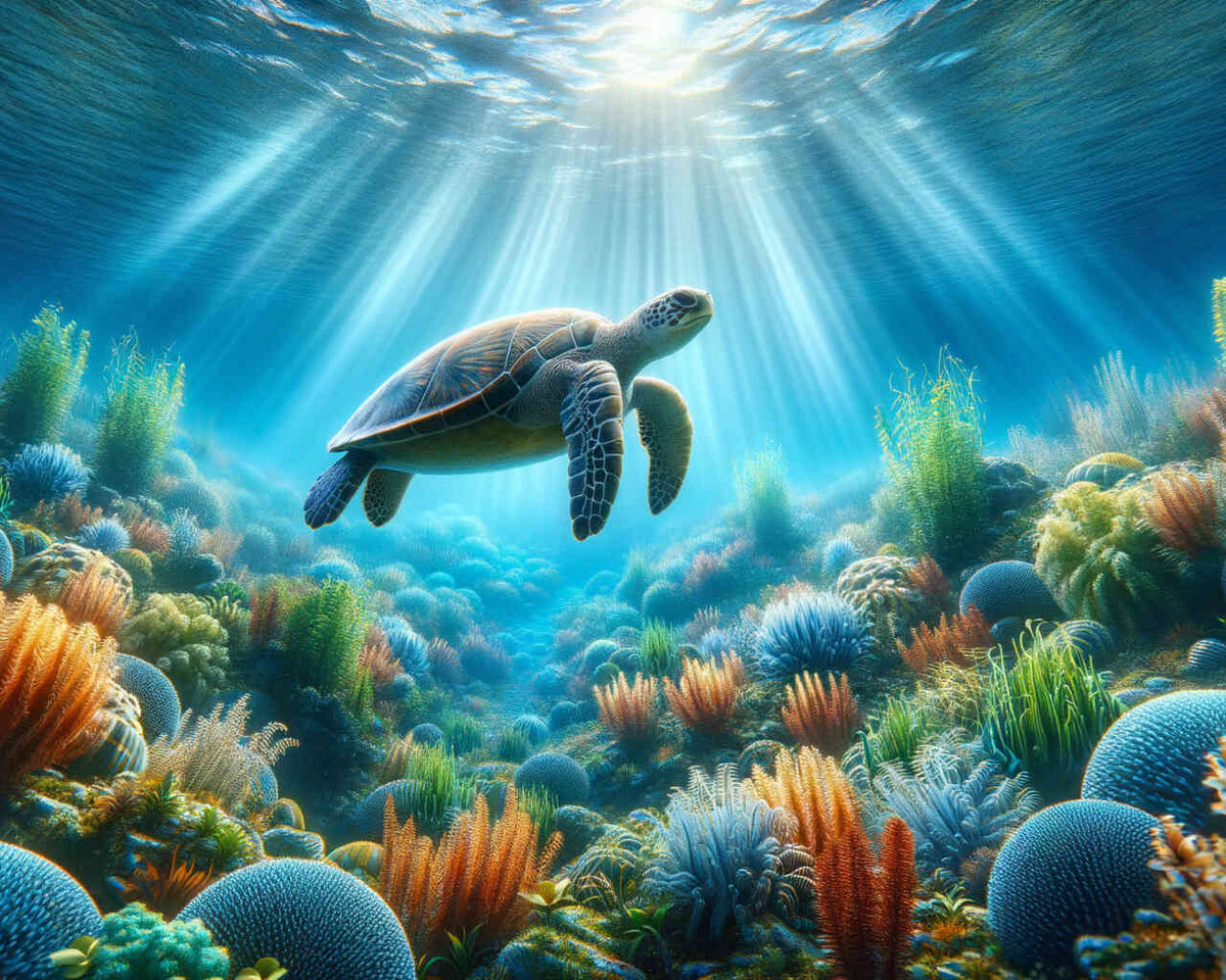 Turtle Diving beneath the Surface — Diamond Painting Kit design