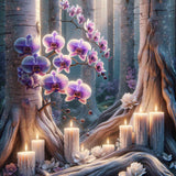 Tree trunks and orchids — Diamond Painting Kit design