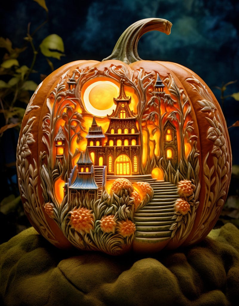 Halloween, lighted pumpkin — Diamond Painting Kit design