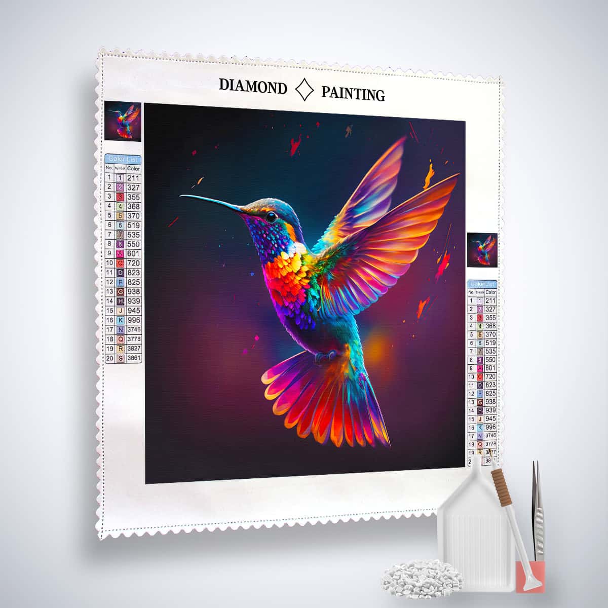 Flying Hummingbird Colored — AB Diamond Painting Kit, product view 2
