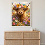 Highland Cow with a Flower Crown — Diamond Painting Kit, product view 2