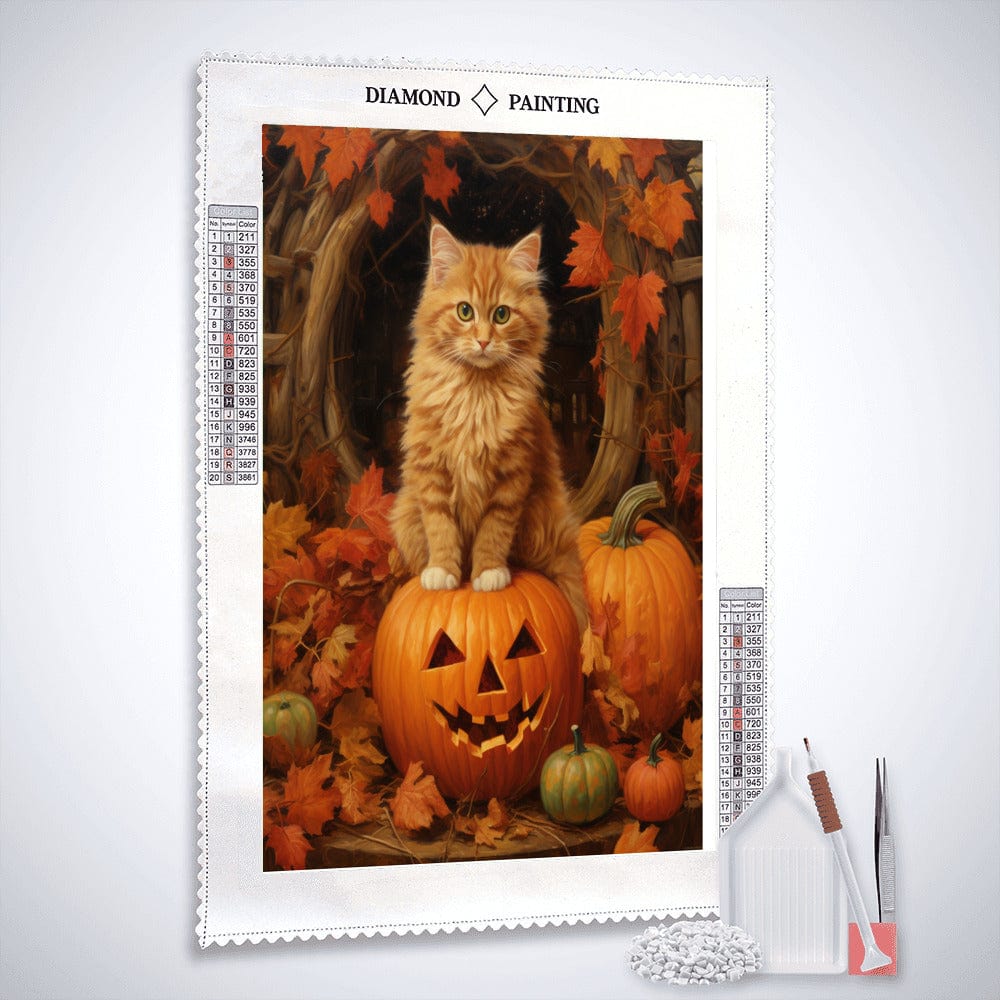 Cat in Pumpkin, Halloween — Diamond Painting Kit, product view 2
