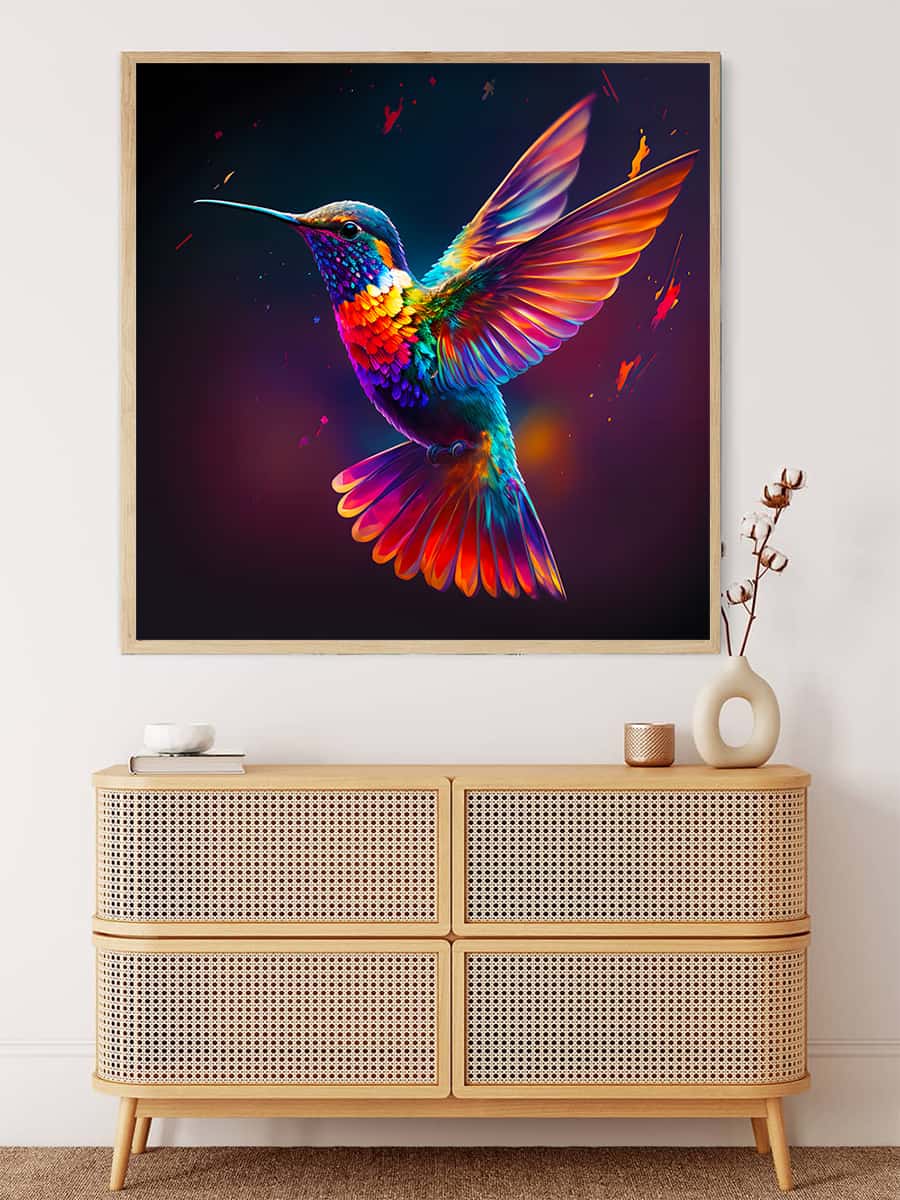 Flying Hummingbird Colored — AB Diamond Painting Kit, product view 3