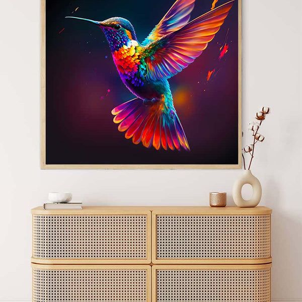 Flying Hummingbird Colored — AB Diamond Painting Kit, product view 3