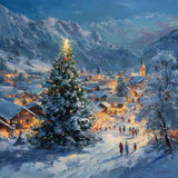 Winter Village in Festive Lights — Diamond Painting Kit design