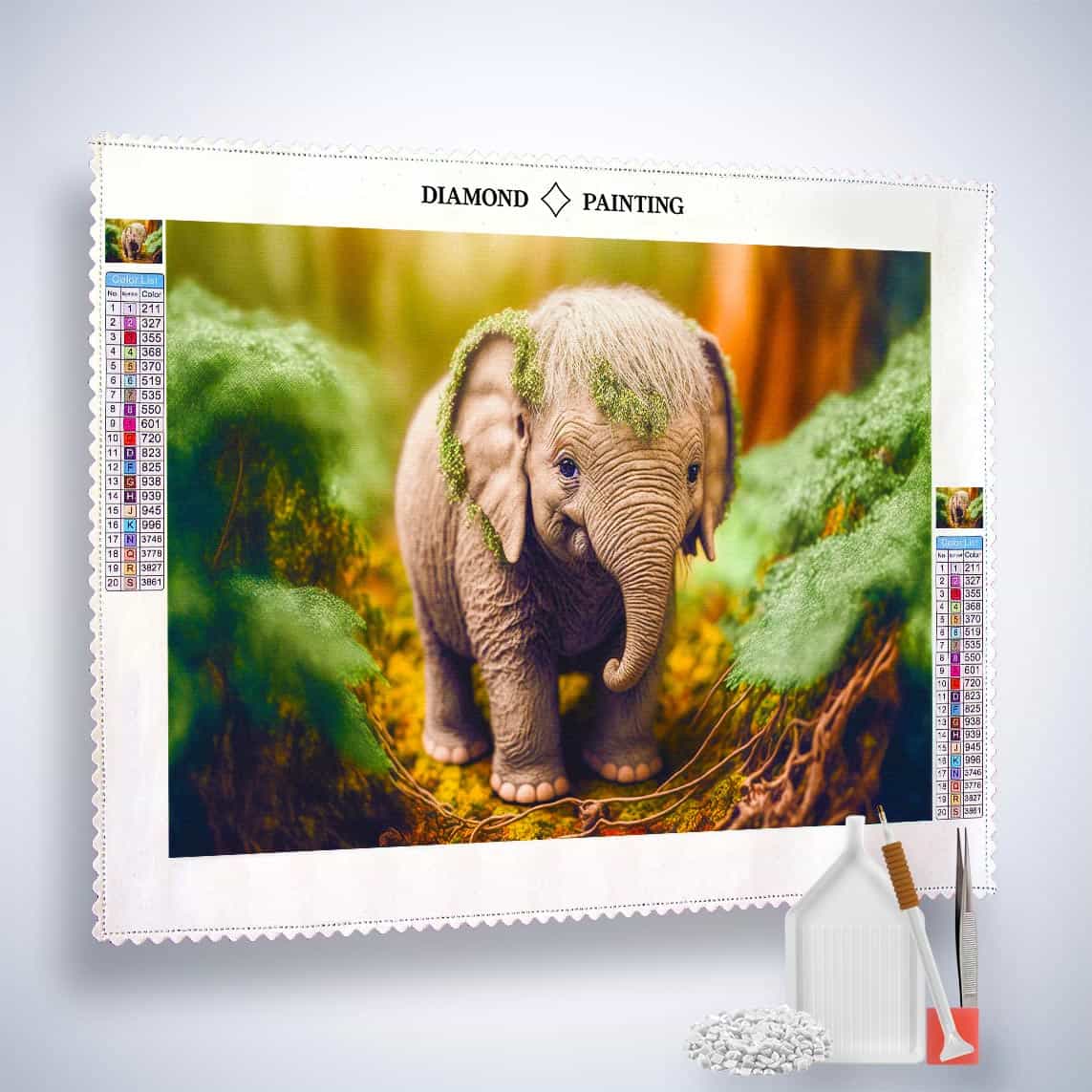 Little elephant in the forest — Diamond Painting Kit, product view 2