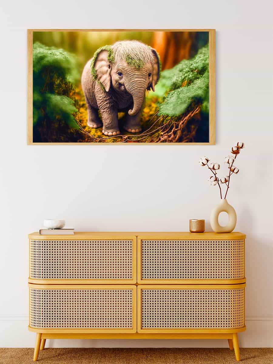Little elephant in the forest — Diamond Painting Kit, product view 4