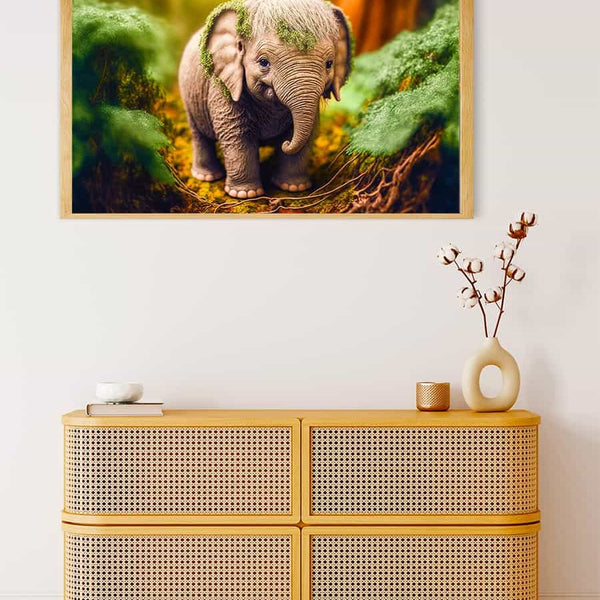 Little elephant in the forest — Diamond Painting Kit, product view 4