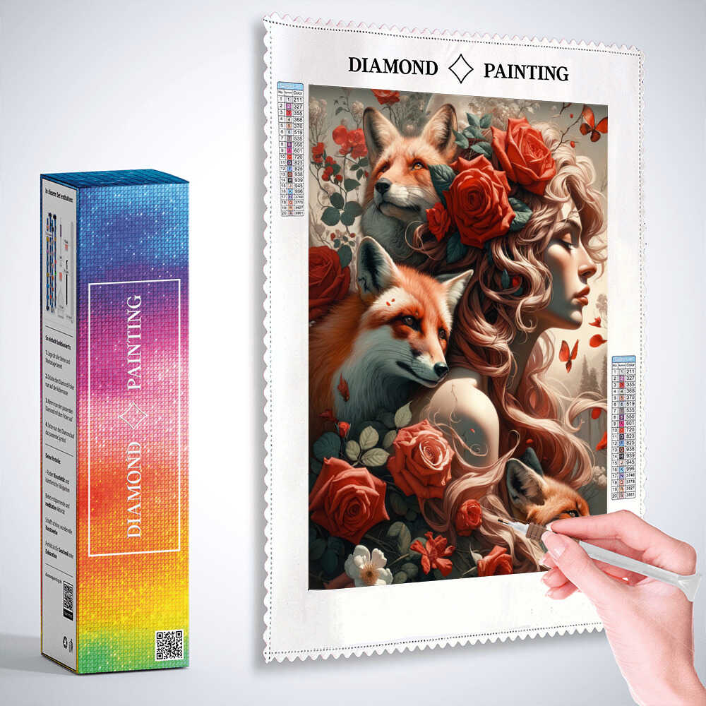 Woman with fox braid — Diamond Painting Kit, product view 3