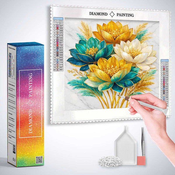 Golden Floral Harmony — Diamond Painting Kit, product view 3