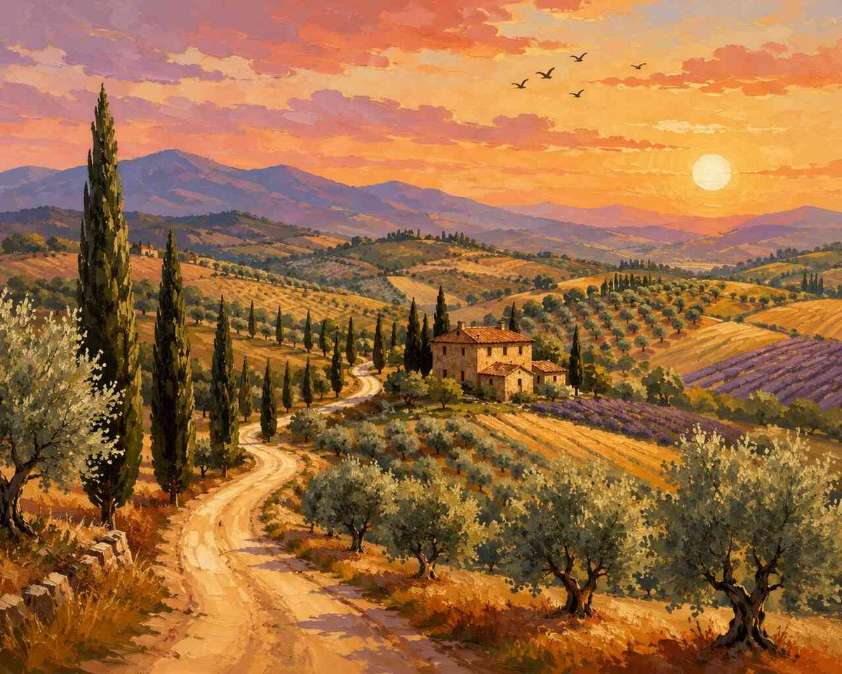 Tuscany in Golden Light — Diamond Painting Kit design
