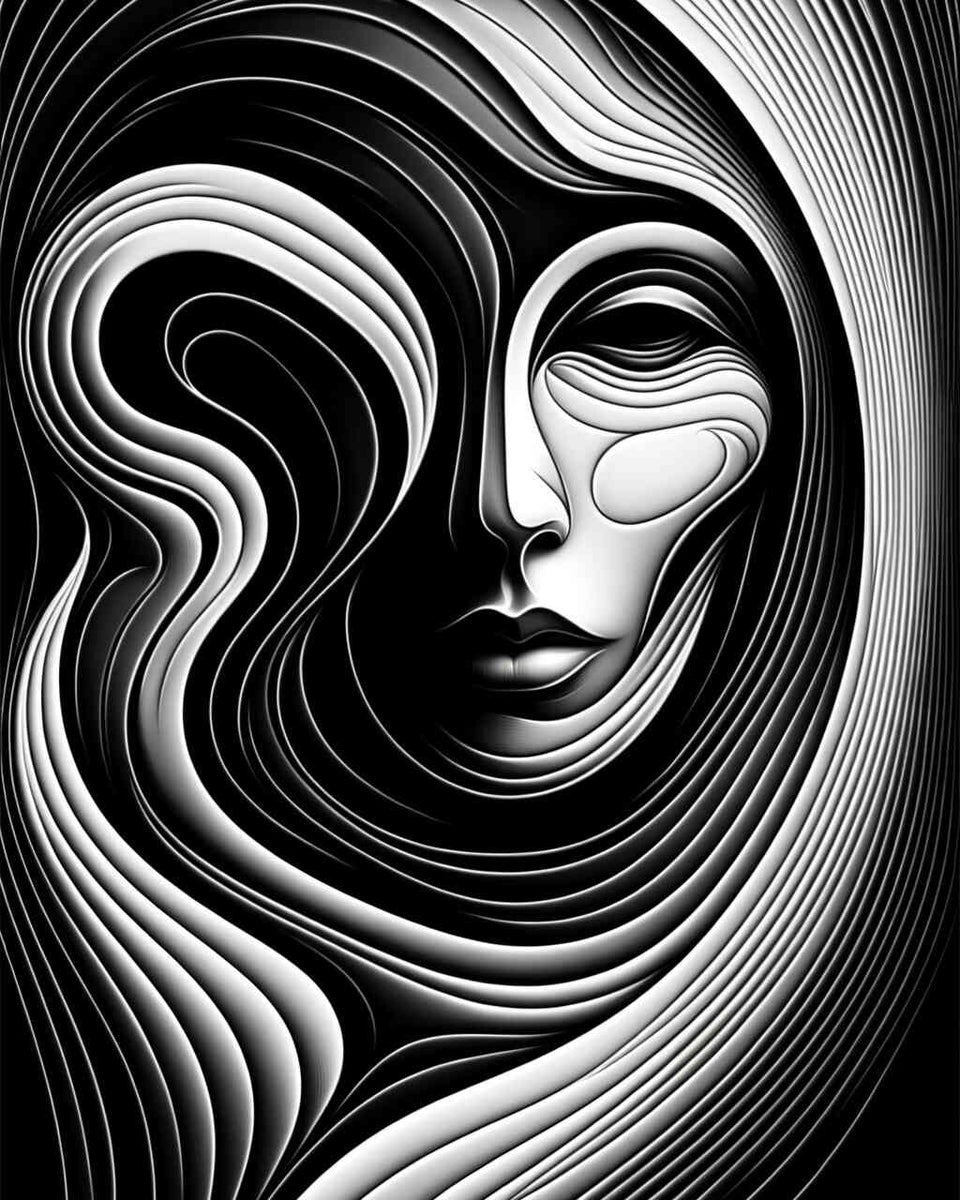 Abstract woman black and white — Diamond Painting Kit design