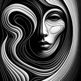 Abstract woman black and white — Diamond Painting Kit design