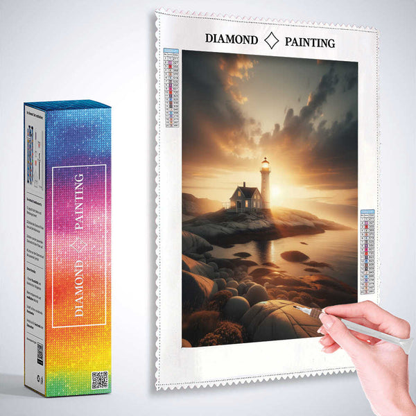Lighthouse with house — Diamond Painting Kit, product view 3