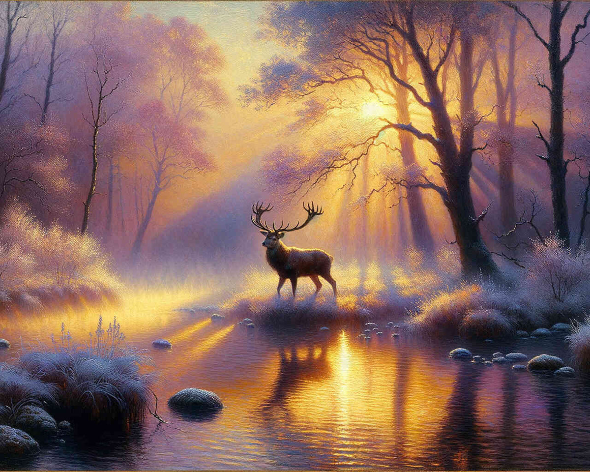 Deer at Dawn — Diamond Painting Kit design