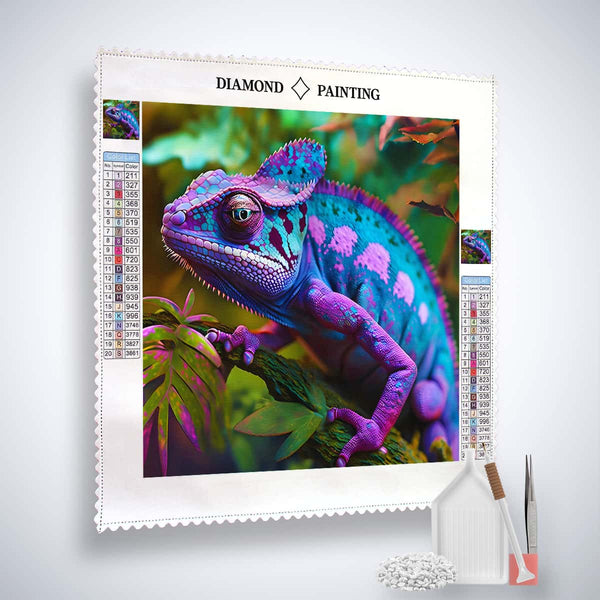 Purple blue chameleon — Diamond Painting Kit, product view 2