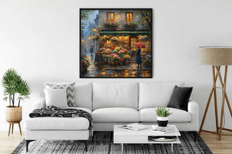 The Flower Shop in the Rain — Diamond Painting Kit, product view 2