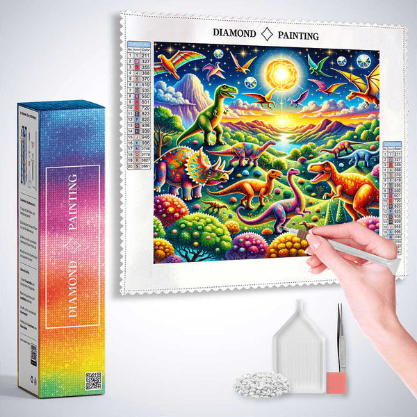 Colorful dinosaur world — Diamond Painting Kit, product view 3