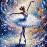 Dancing ballerina in white tutu — Diamond Painting Kit design