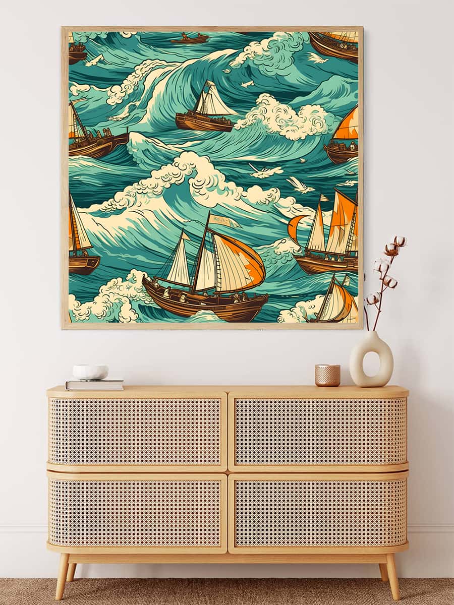 Ships at Sea Paperart — Diamond Painting Kit, product view 3