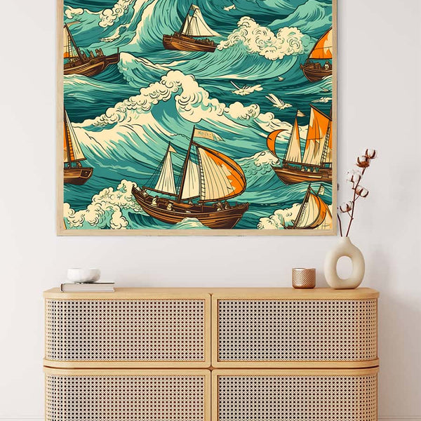 Ships at Sea Paperart — Diamond Painting Kit, product view 3