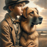 Boy with dog, friends — Diamond Painting Kit design