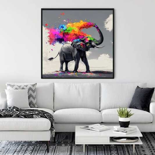 Elephant in an Explosion of Color — Diamond Painting Kit, product view 2