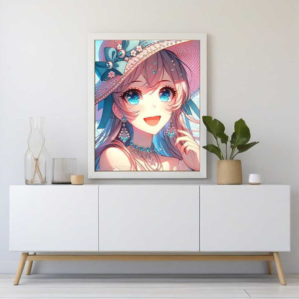Girl with hat — Diamond Painting Kit, product view 2
