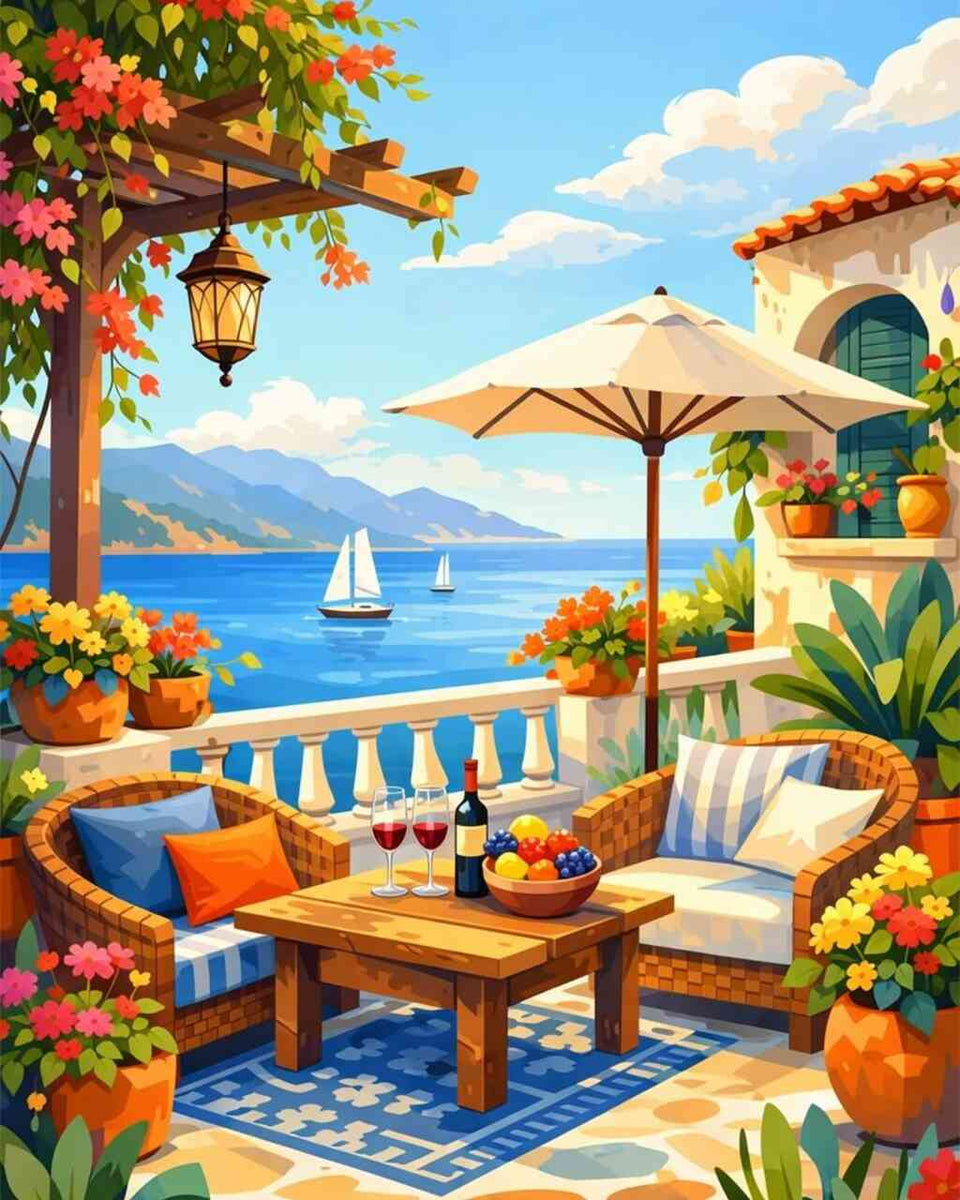 Abstract Mediterranean Summer — Diamond Painting Kit design