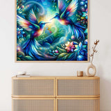 Hummingbird in blue and green — Diamond Painting Kit, product view 2