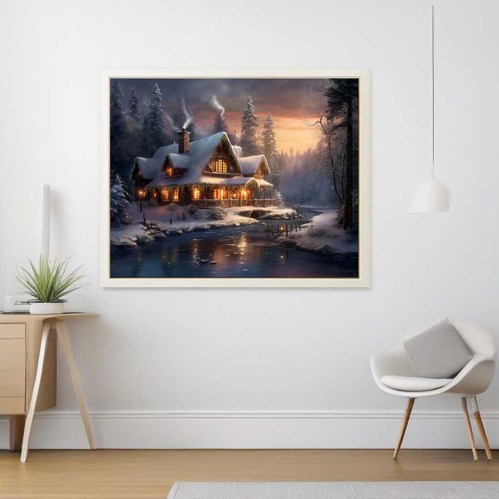 Winter Twilight on a Frozen River — Diamond Painting Kit, product view 2