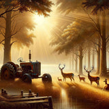 Deer and the Tractor — Diamond Painting Kit design