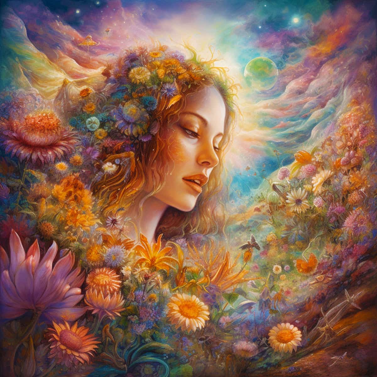 Flower girl in the garden — Diamond Painting Kit design