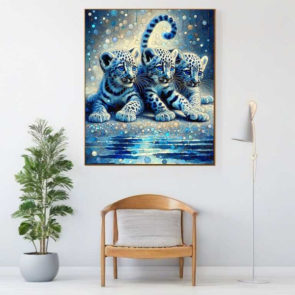 Color impression playing leopards — Diamond Painting Kit, product view 2