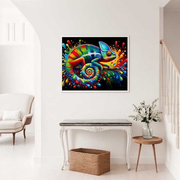 Chameleon Splash, colorful — Diamond Painting Kit, product view 2