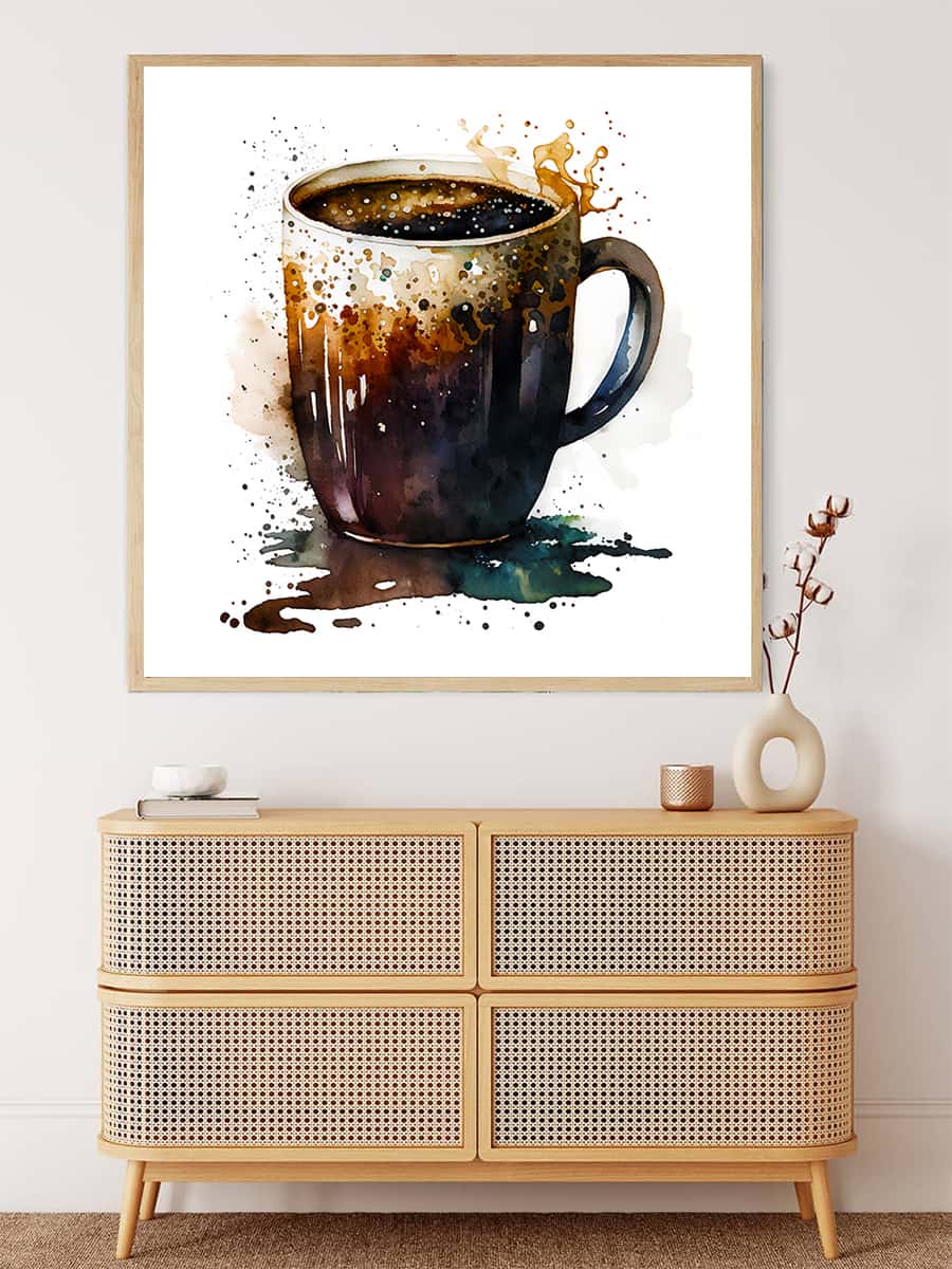 Coffee cup in front of white — Diamond Painting Kit, product view 3
