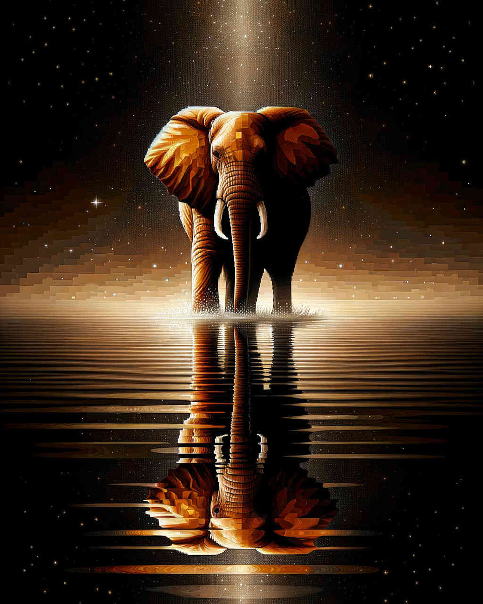 Mirror image, Elephant — Diamond Painting Kit design