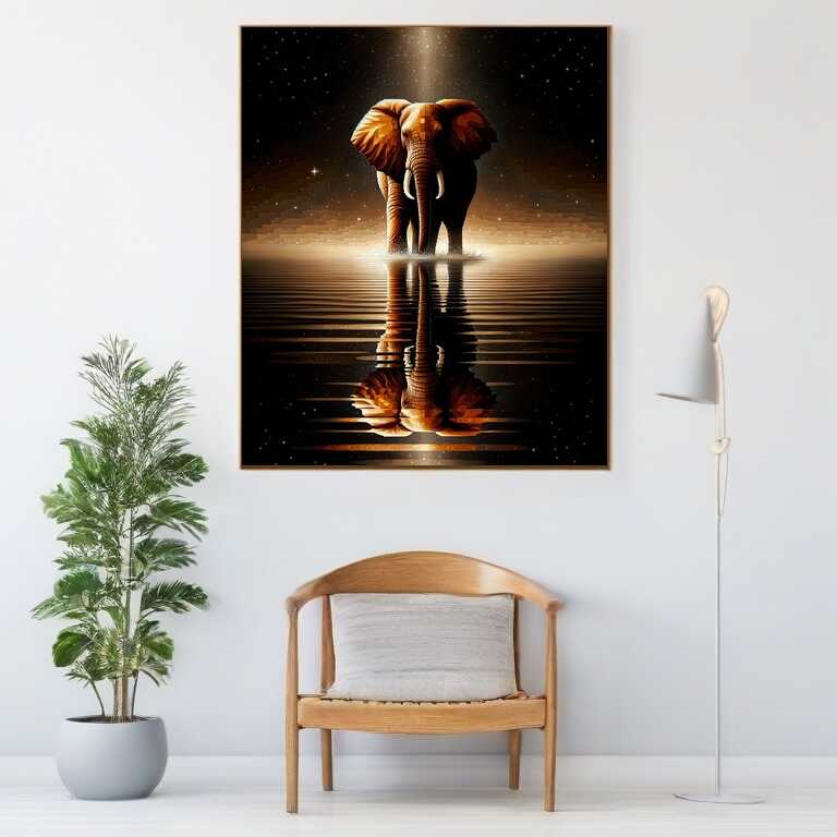 Mirror image, Elephant — Diamond Painting Kit, product view 2