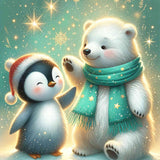 Polar bear and penguin friendship — Diamond Painting Kit design