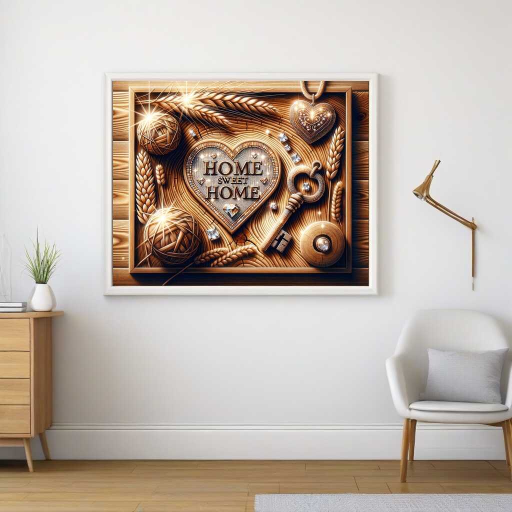 Home Sweet Home in Wood Tones — Diamond Painting Kit, product view 2