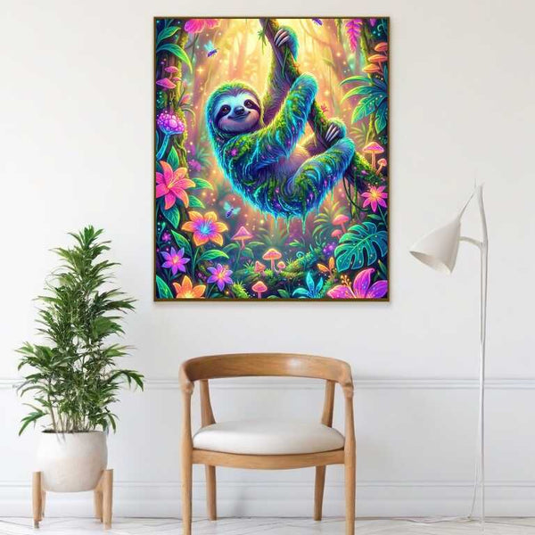 Neon Jungle Sloth — Diamond Painting Kit, product view 2
