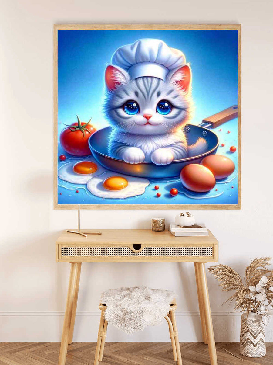 Chef kitten, cartoon — Diamond Painting Kit, product view 2
