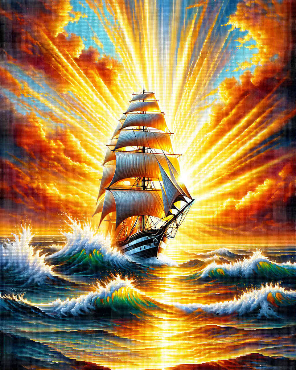Sailboat in the sunlight — Diamond Painting Kit design