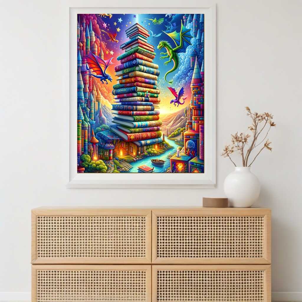 Book Tower, Cartoon — Diamond Painting Kit, product view 2
