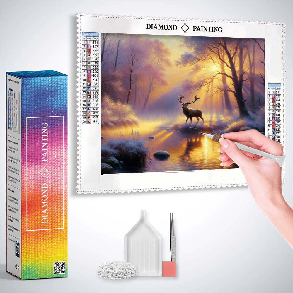 Deer at Dawn — Diamond Painting Kit, product view 3