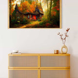 Pointed roof house in the forest — Diamond Painting Kit, product view 4