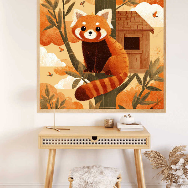 Red Panda in the Autumn Forest — Diamond Painting Kit, product view 2