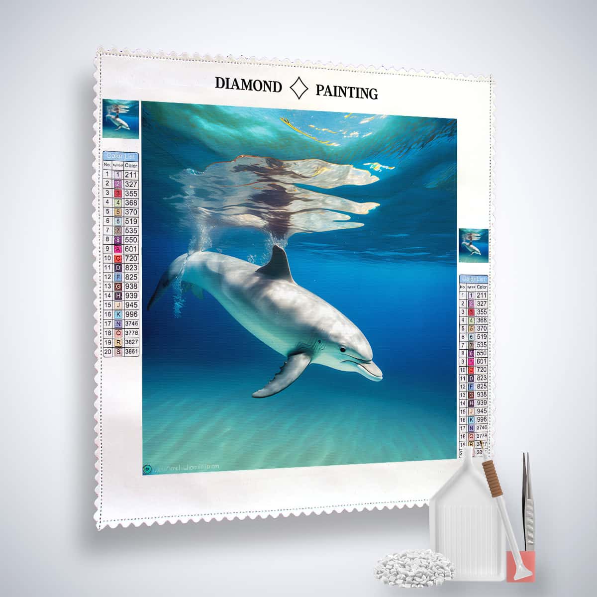 Dolphin swimming — Diamond Painting Kit, product view 2